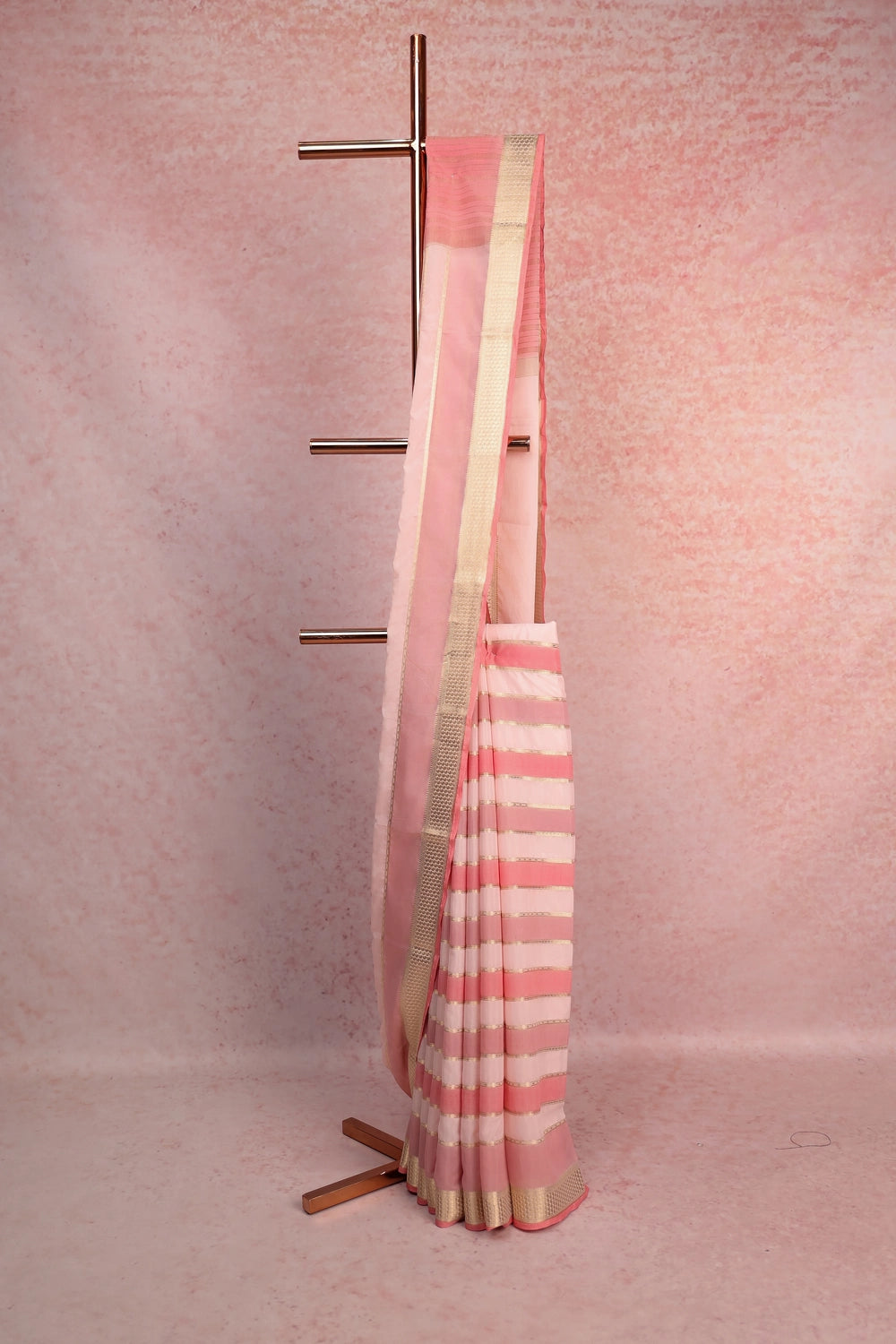 Light Pink Crepe Chiffon Saree