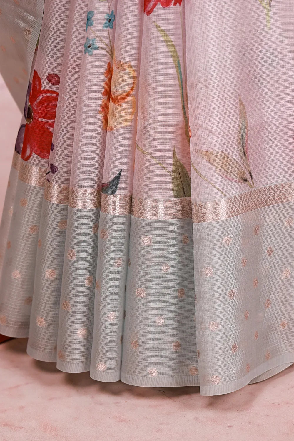 Light Pink Linen Kota Saree