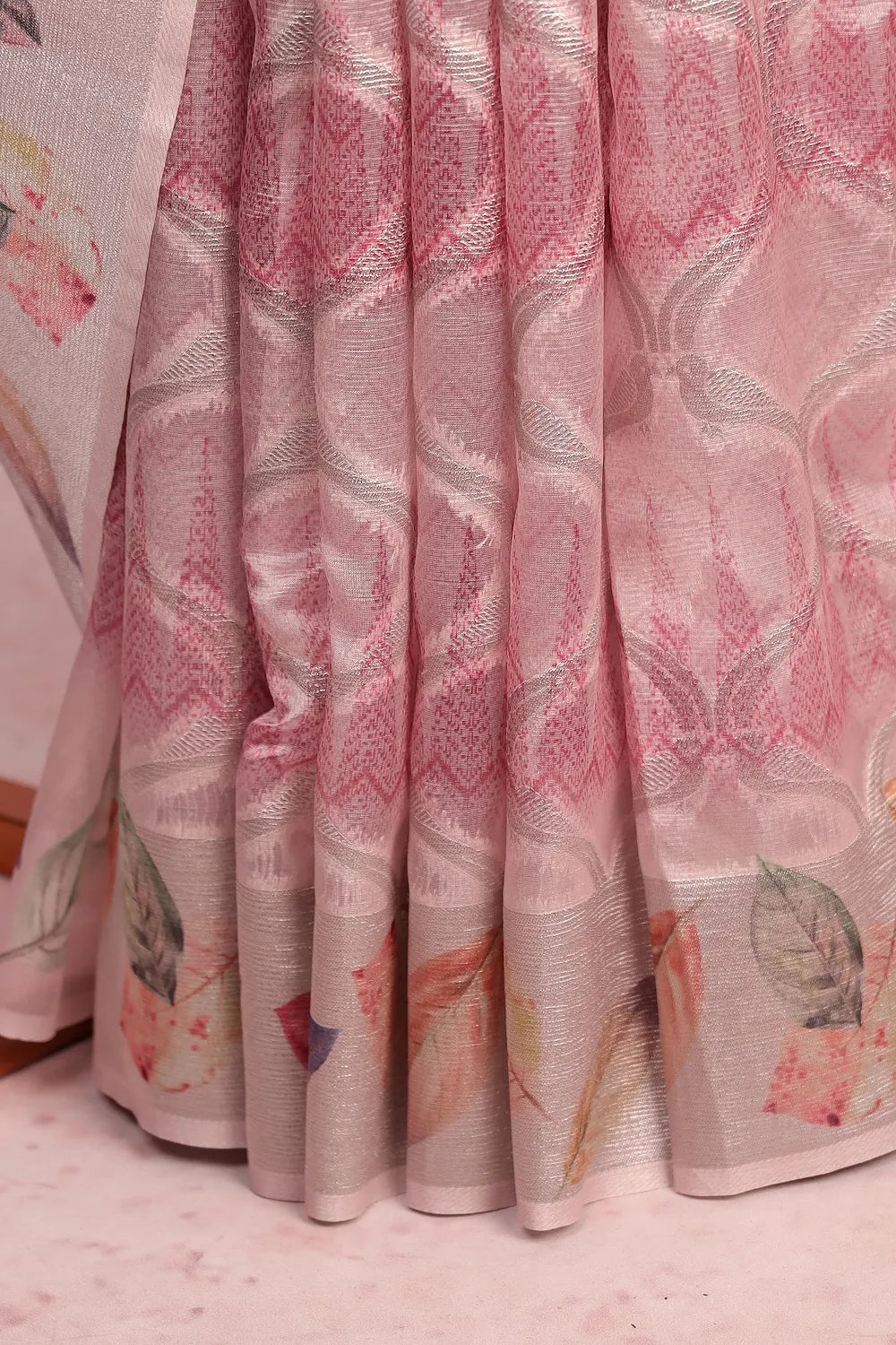 Light Pink Semi Tussar Saree