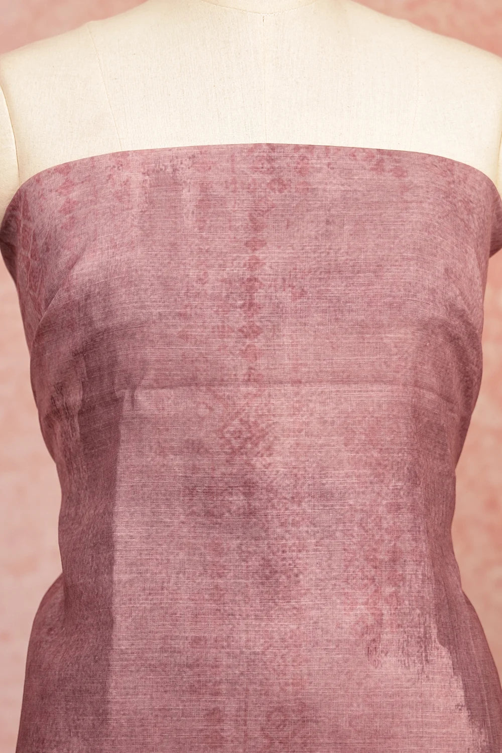 Light Purple Semi Linen Kantha Stiched Unstitched Churidhar Material