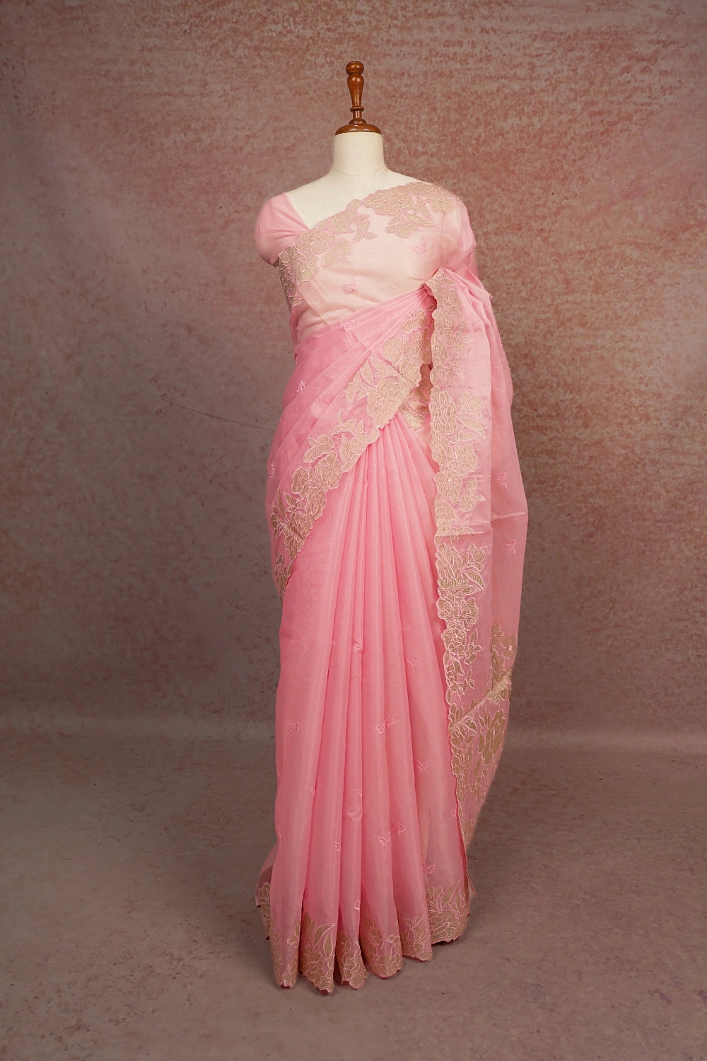 Light Rose Organza Saree
