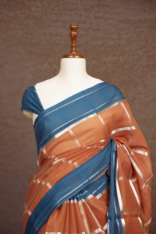 Light Rust Colour Semi Tussar Saree - Seematti