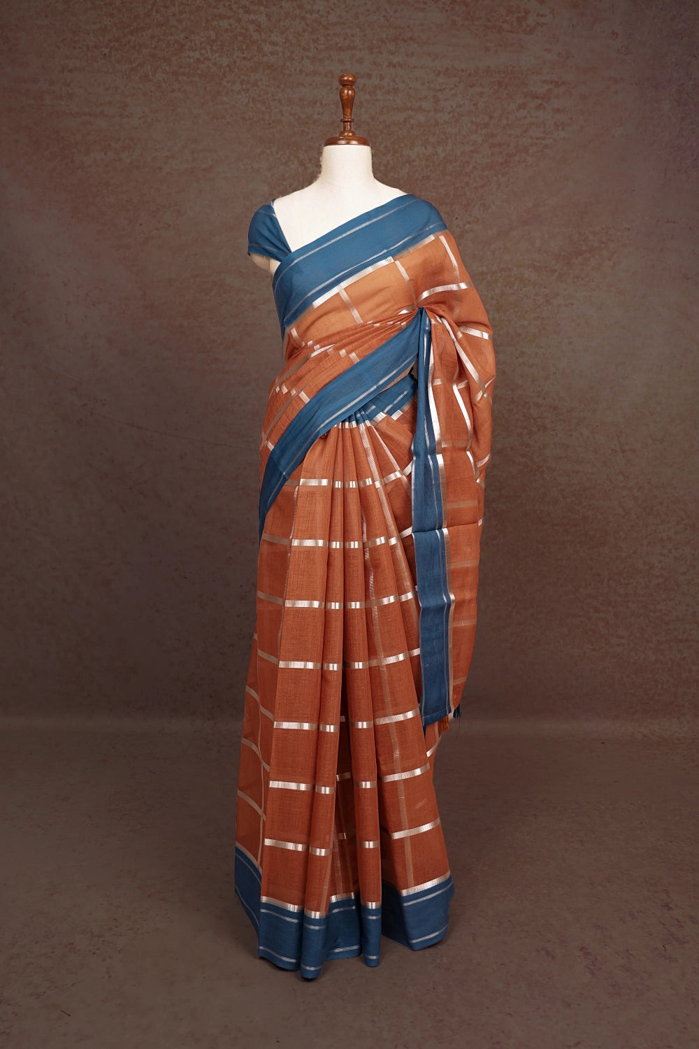 Light Rust Colour Semi Tussar Saree - Seematti