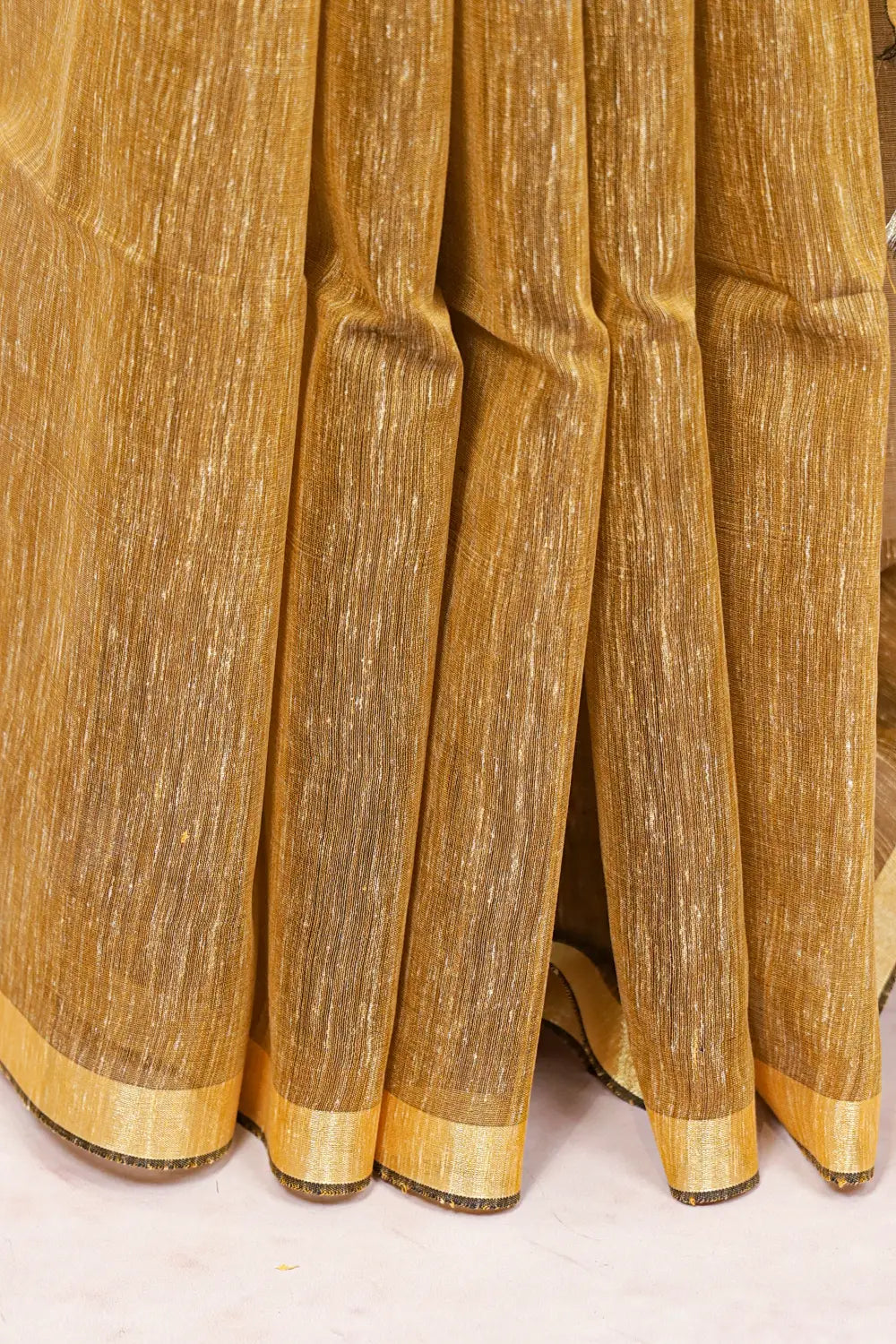 Light Taupe Semi Jute Saree - Seematti