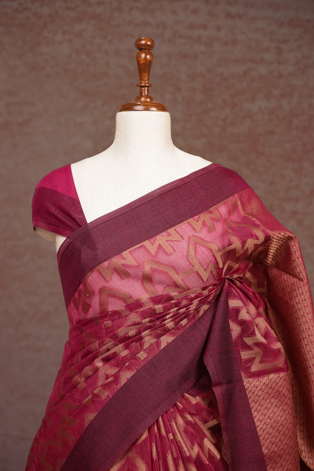 Light Wine Kota Designer Saree With Plain Border - Seematti