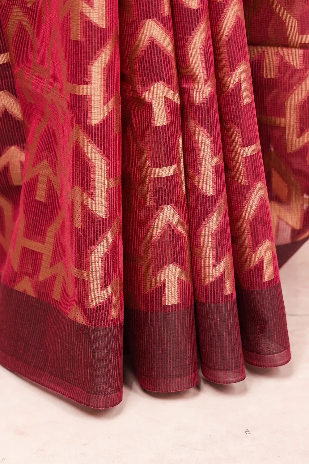 Light Wine Kota Designer Saree With Plain Border - Seematti