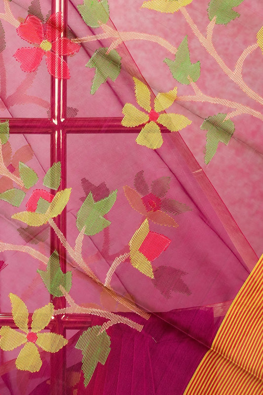 Magenta Cotton Silk Saree