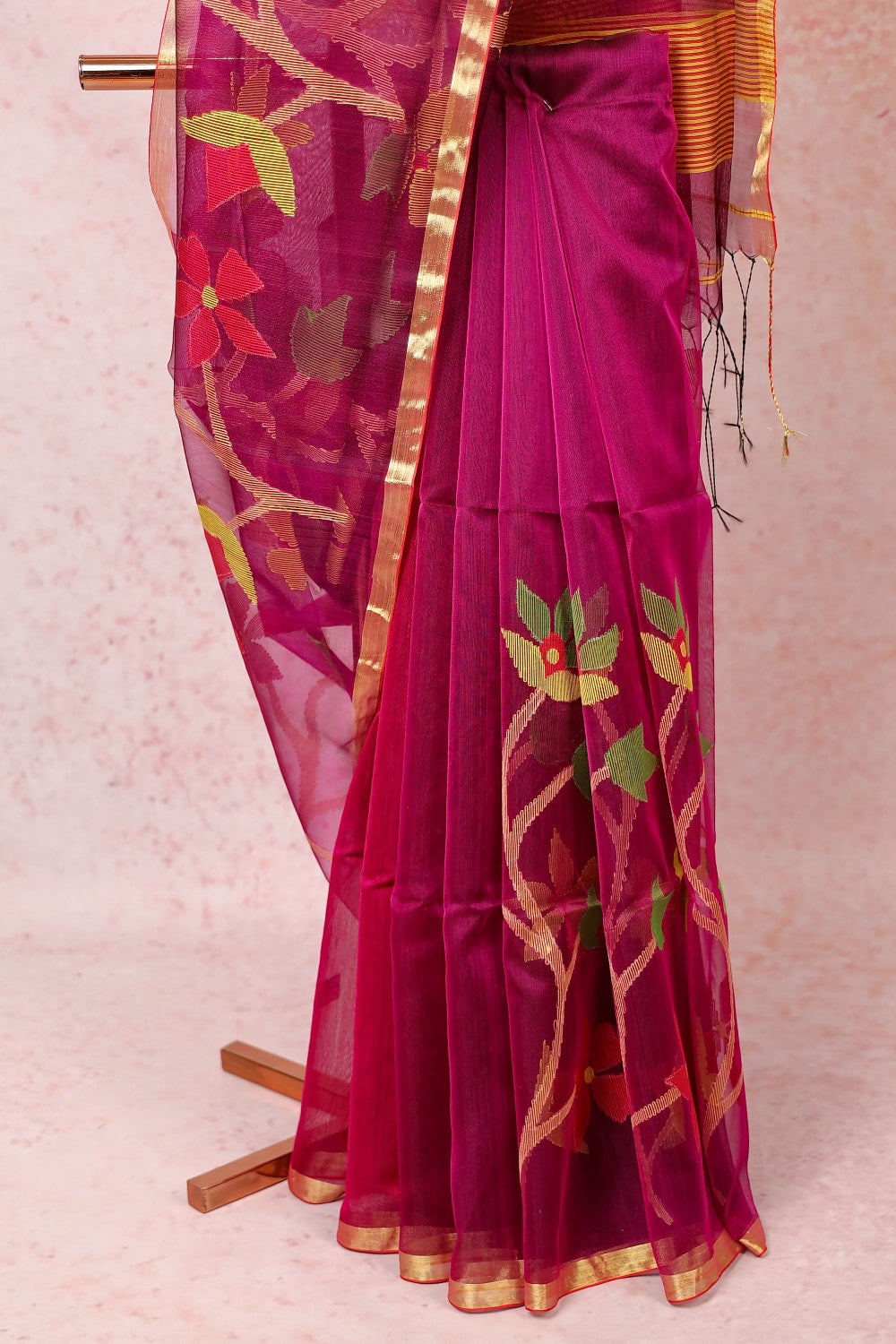 Magenta Cotton Silk Saree