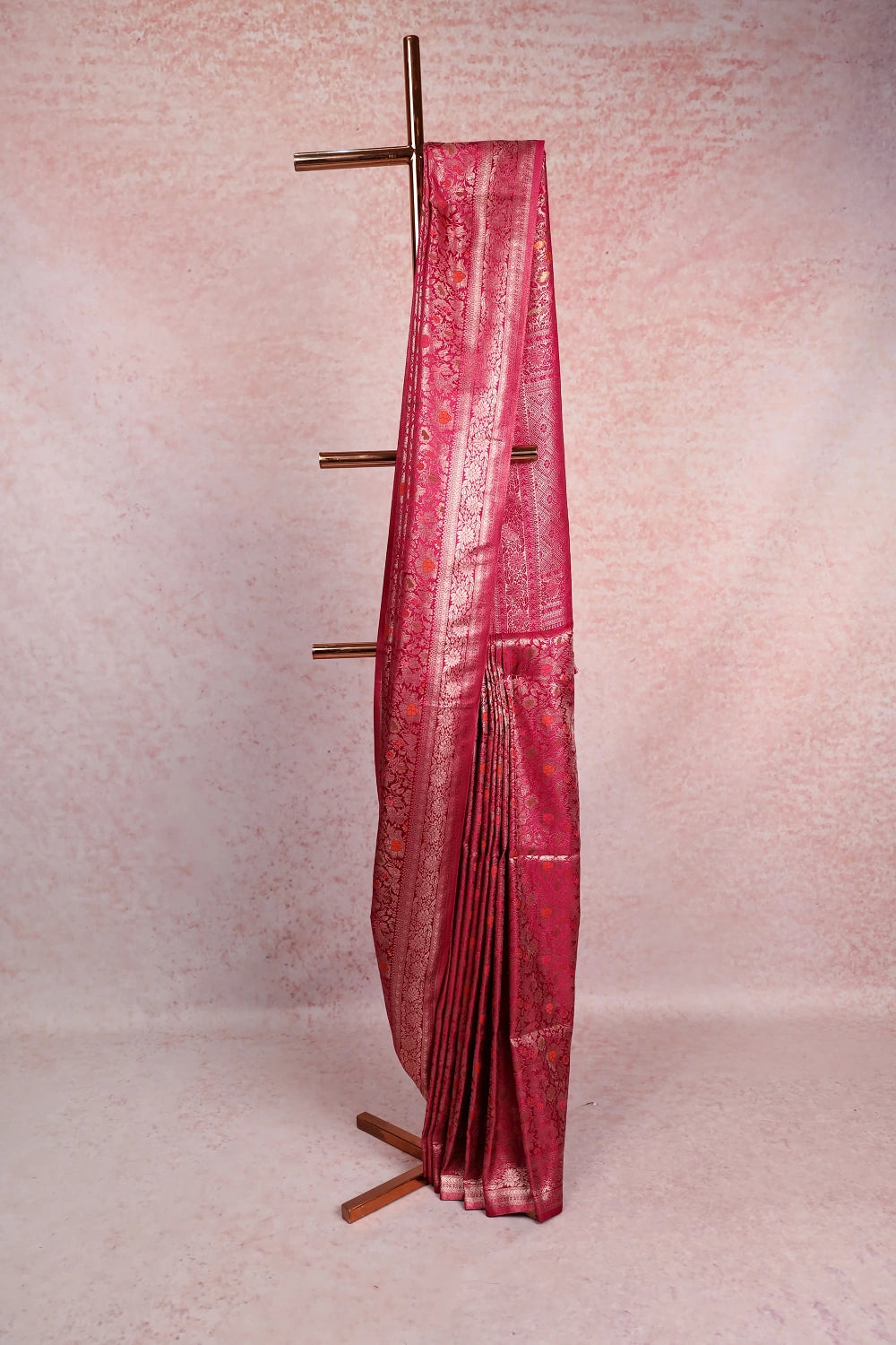 Magenta Pink Jute Banarasi Saree