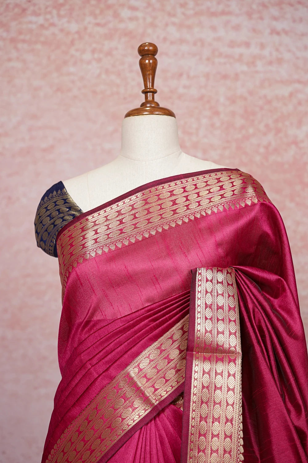 Magenta Pink  Semi Jute Saree - Seematti