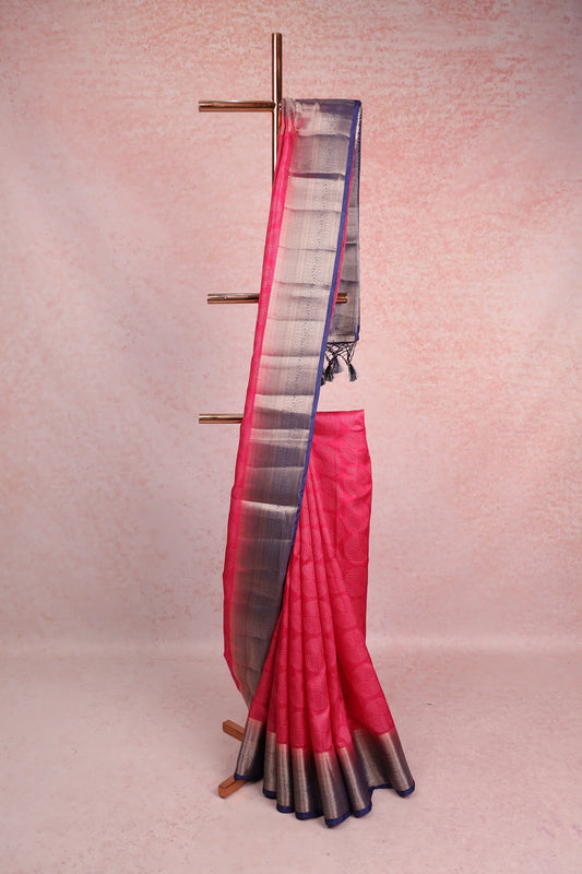 Magenta Semi Tussar Saree