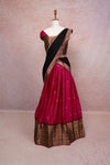 Magenta With Black Semi Silk Dhavani Set - Seematti
