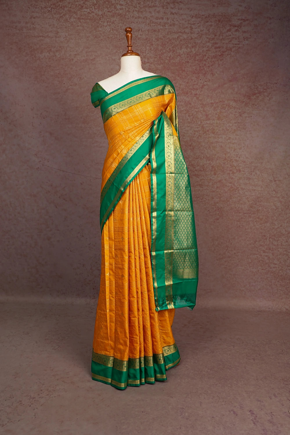Mango Yellow Semi Silk Saree