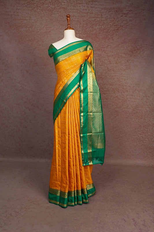 Mango Yellow Semi Silk Saree