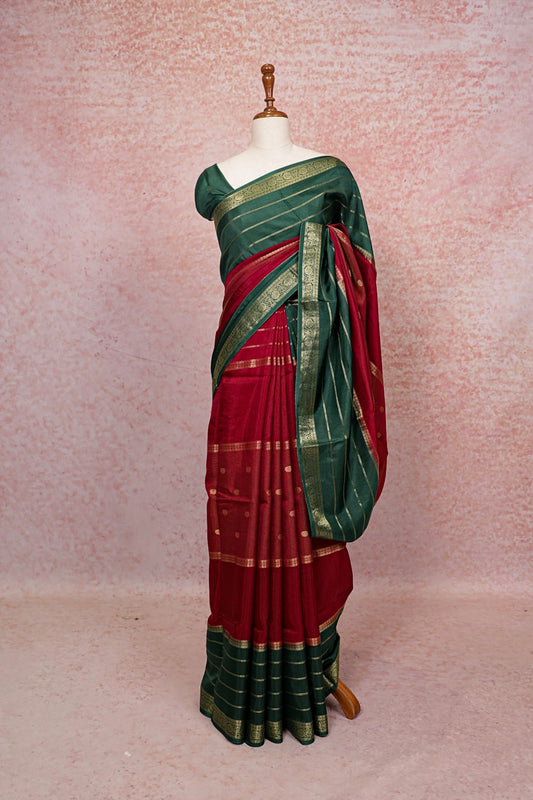 Maroon Banarasi Saree - Seematti