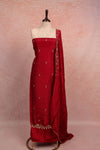 Maroon Crepe Beads Work Unstitched Churidhar Material