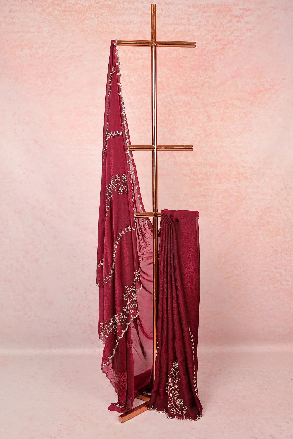 Maroon Crush Organza Saree