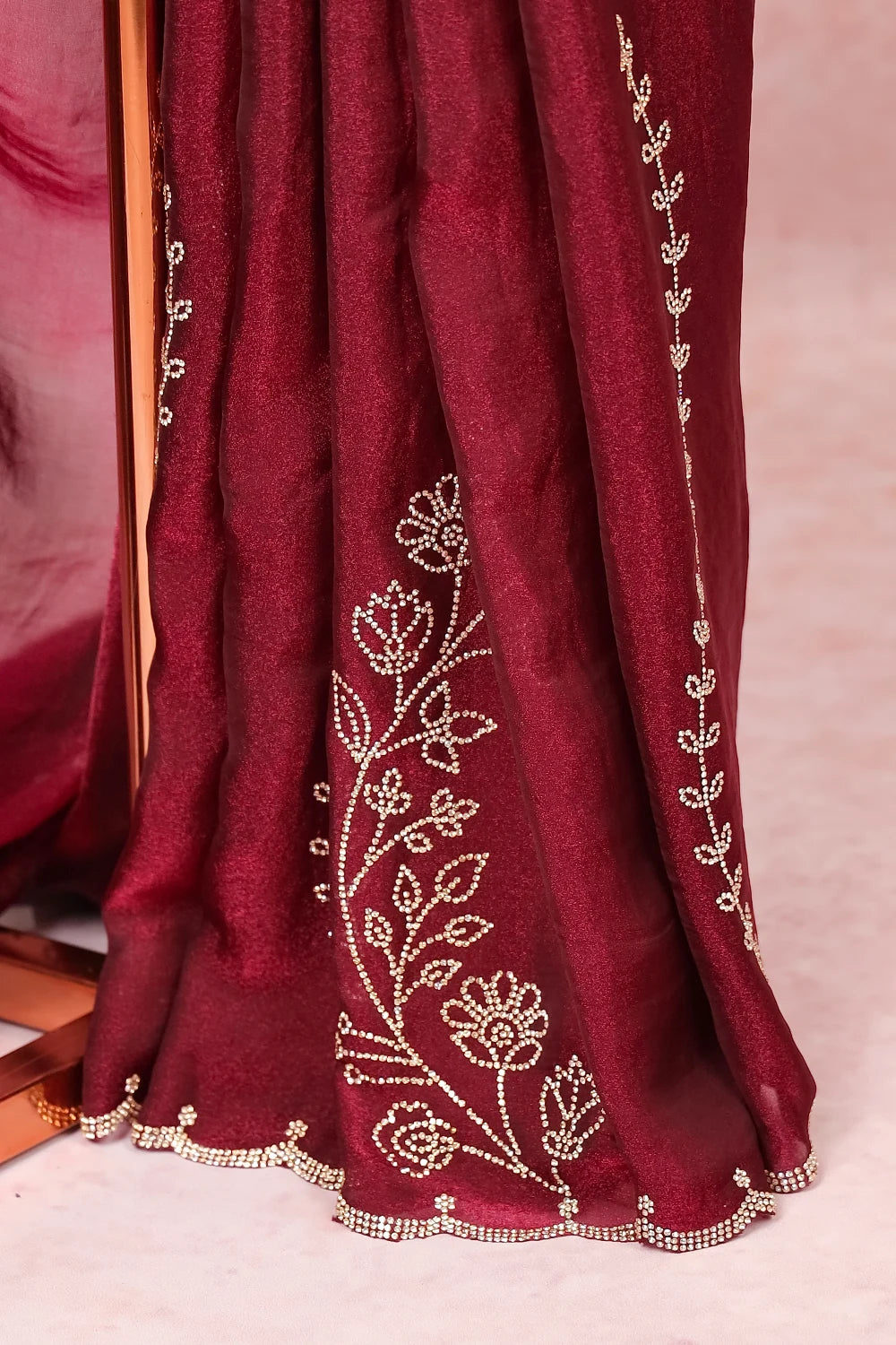 Maroon Crush Organza Saree