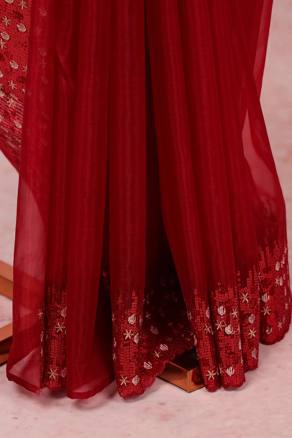 Maroon Net Saree