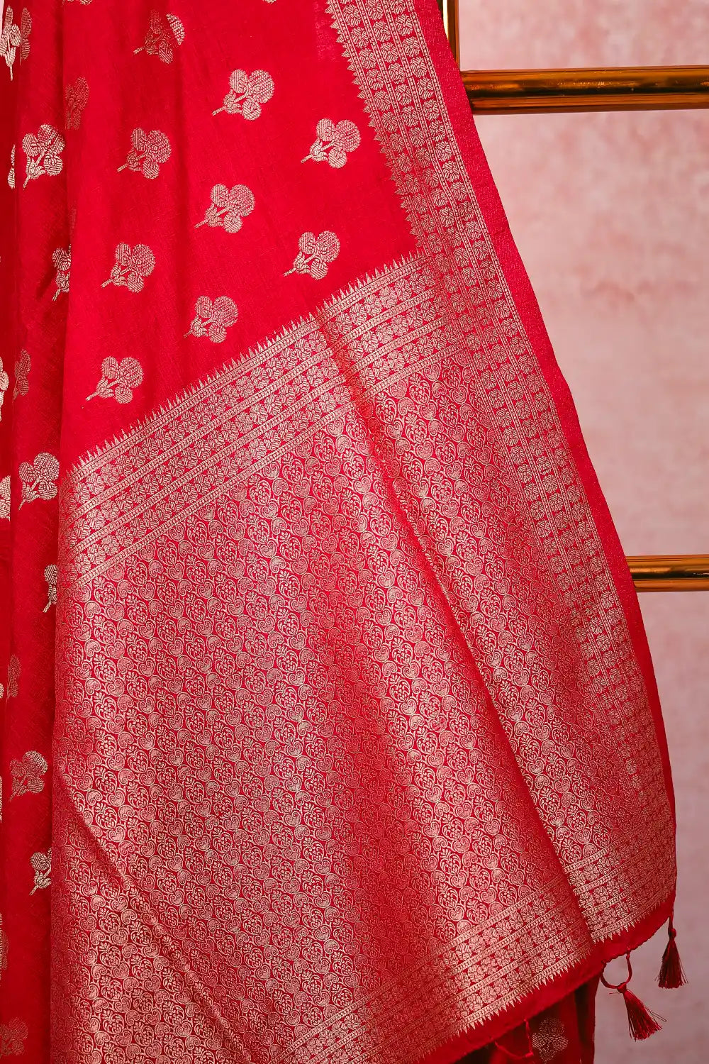 Maroon Red Semi Jute Saree