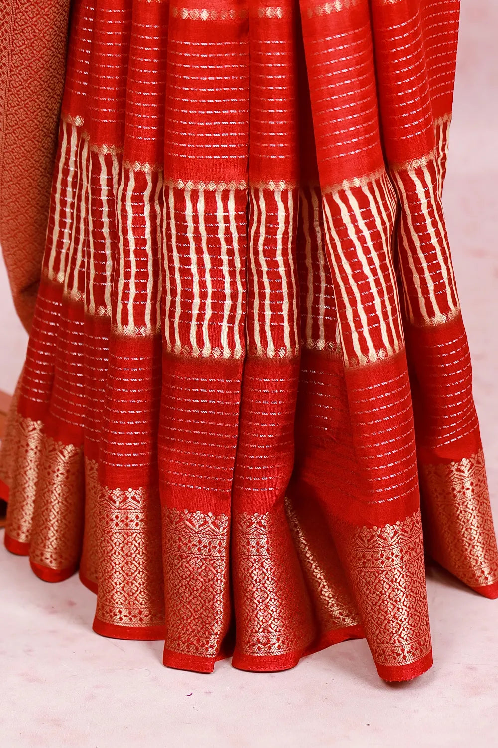Maroon Red Semi Silk Saree