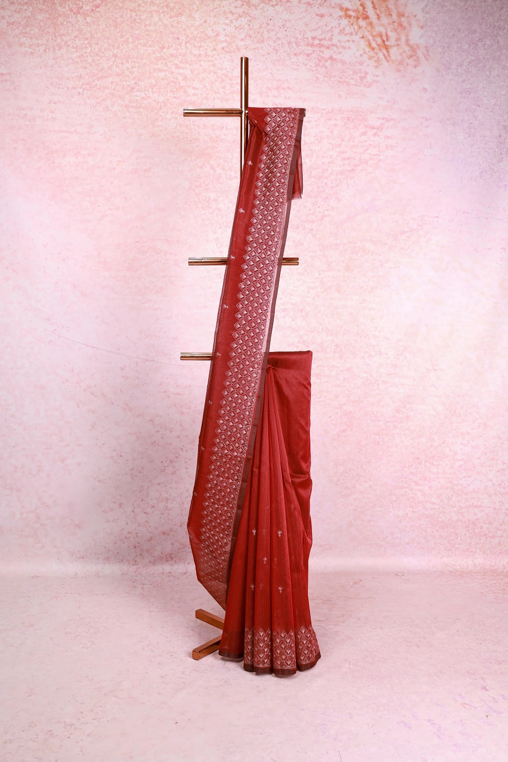 Maroon Red Silky Kota Saree