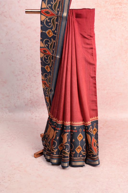 Maroon Semi Chanderi Saree