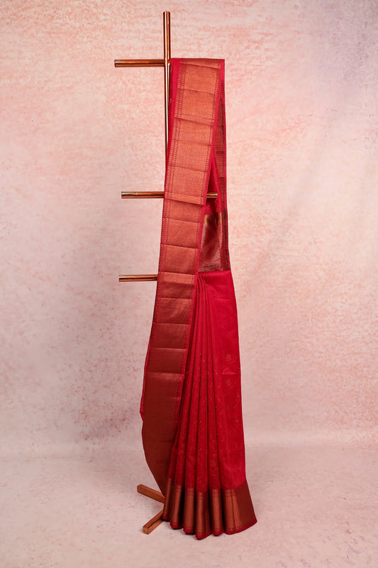 Maroon Semi Jute Saree