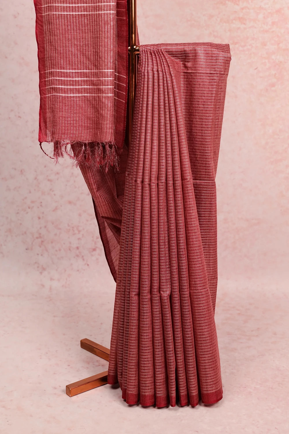 Maroon Semi Tussar Saree