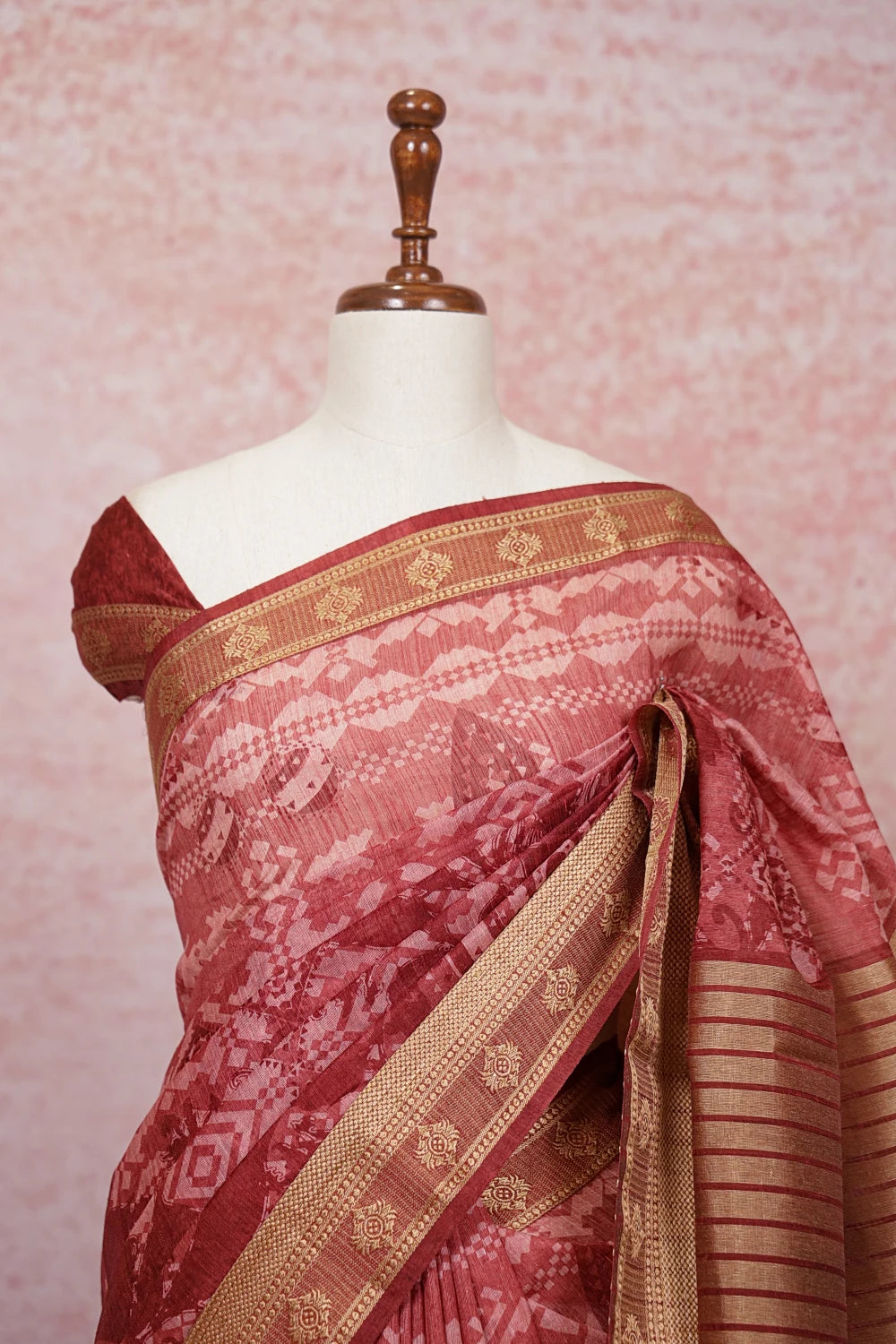 Maroon Semi Tussar Saree - Seematti