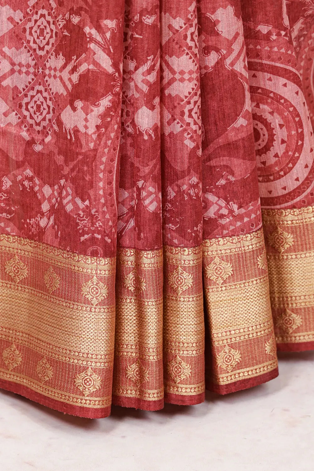 Maroon Semi Tussar Saree - Seematti