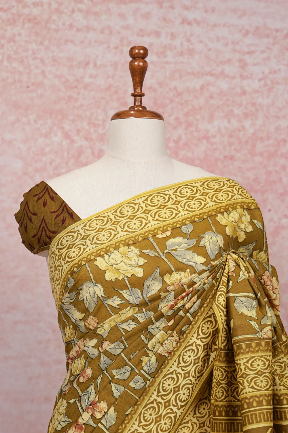 Mehandi  Green Semi Tussar Saree - Seematti