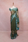 Mehandi Green Semi Tussar Saree - Seematti