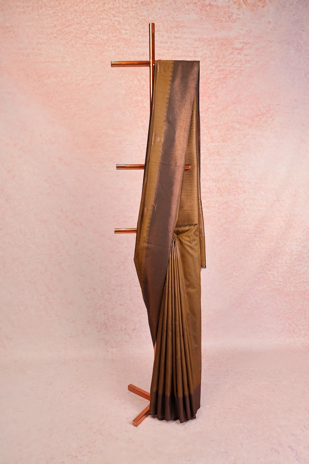 Mettalic Brown Semi Silk Saree