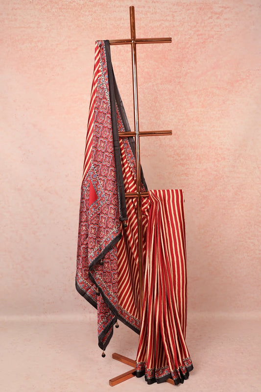 Modal Maroon Casual Saree With Plain Border - Seematti