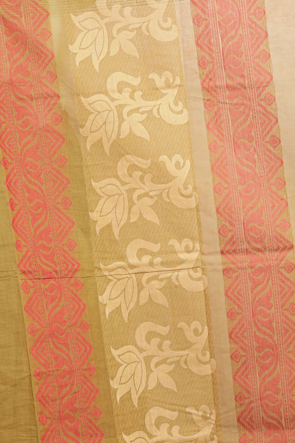 Moss Green Bengal Cotton Thread Work Saree With Plain Border - Seematti