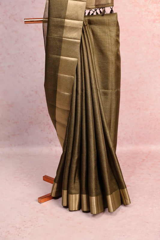 Moss Green Semi Jute Saree