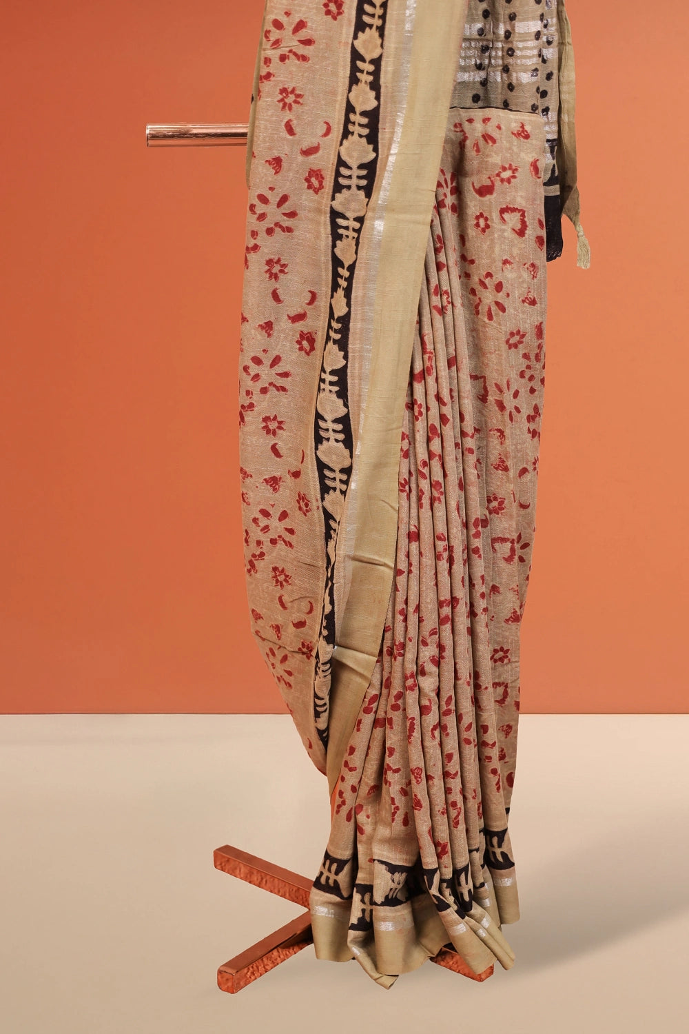 Moss Green Semi Linen Saree