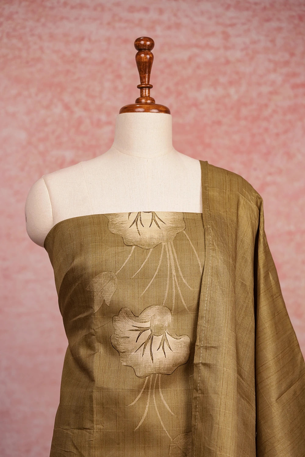 Moss Green Semi Tussar Plain Body Unstitched Churidhar Material