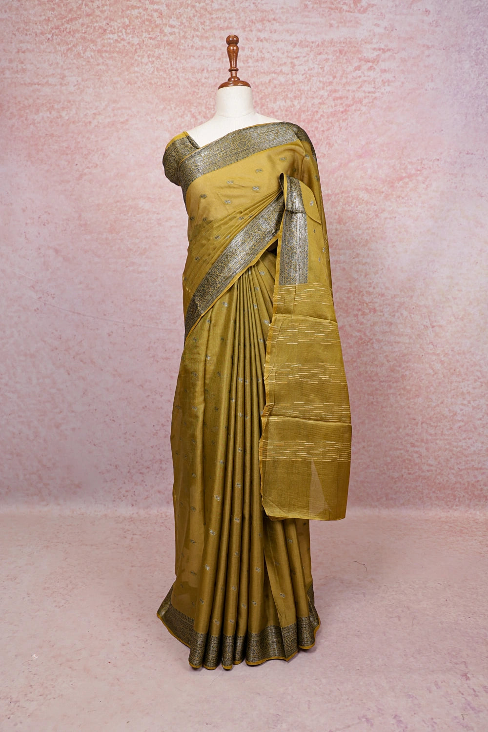 Moss Green Semi Tussar Saree - Seematti