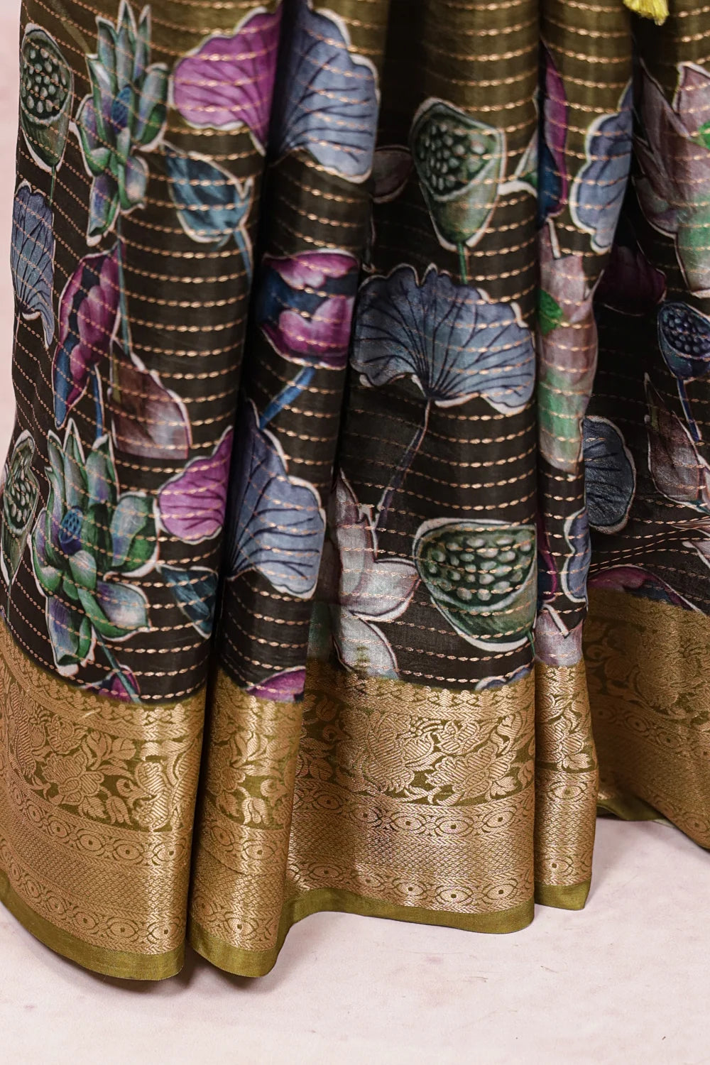 Moss Green Semi Tussar Saree - Seematti