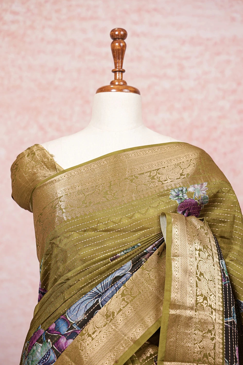 Moss Green Semi Tussar Saree - Seematti