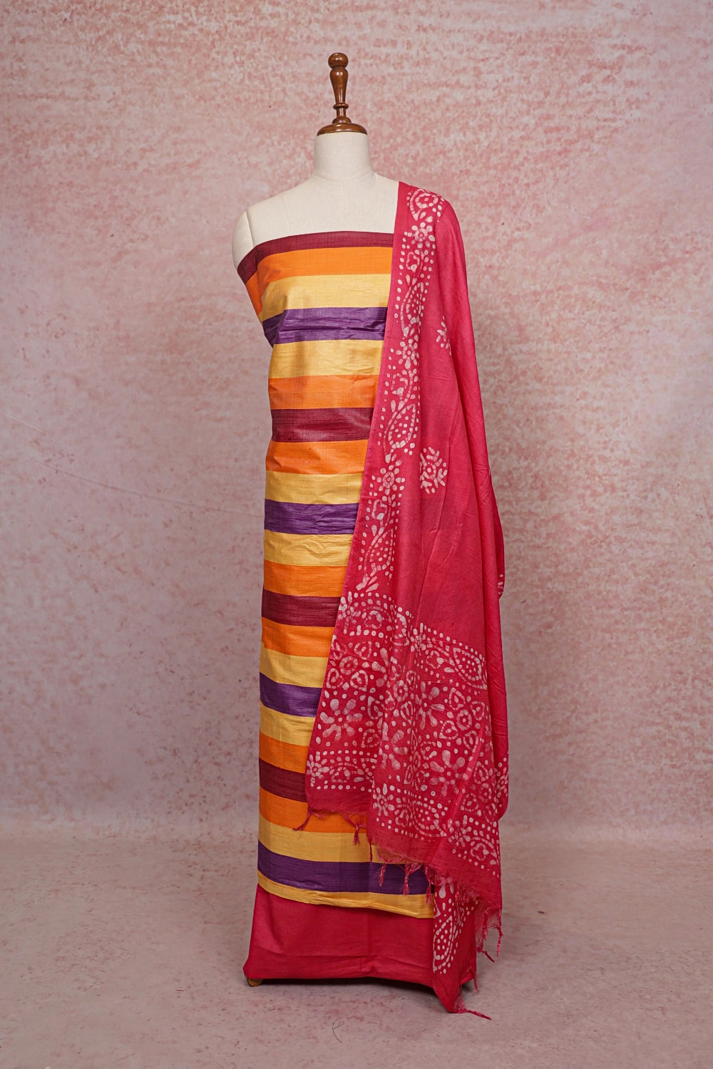Multi Color Cotton Lines Unstitched Churidhar Material