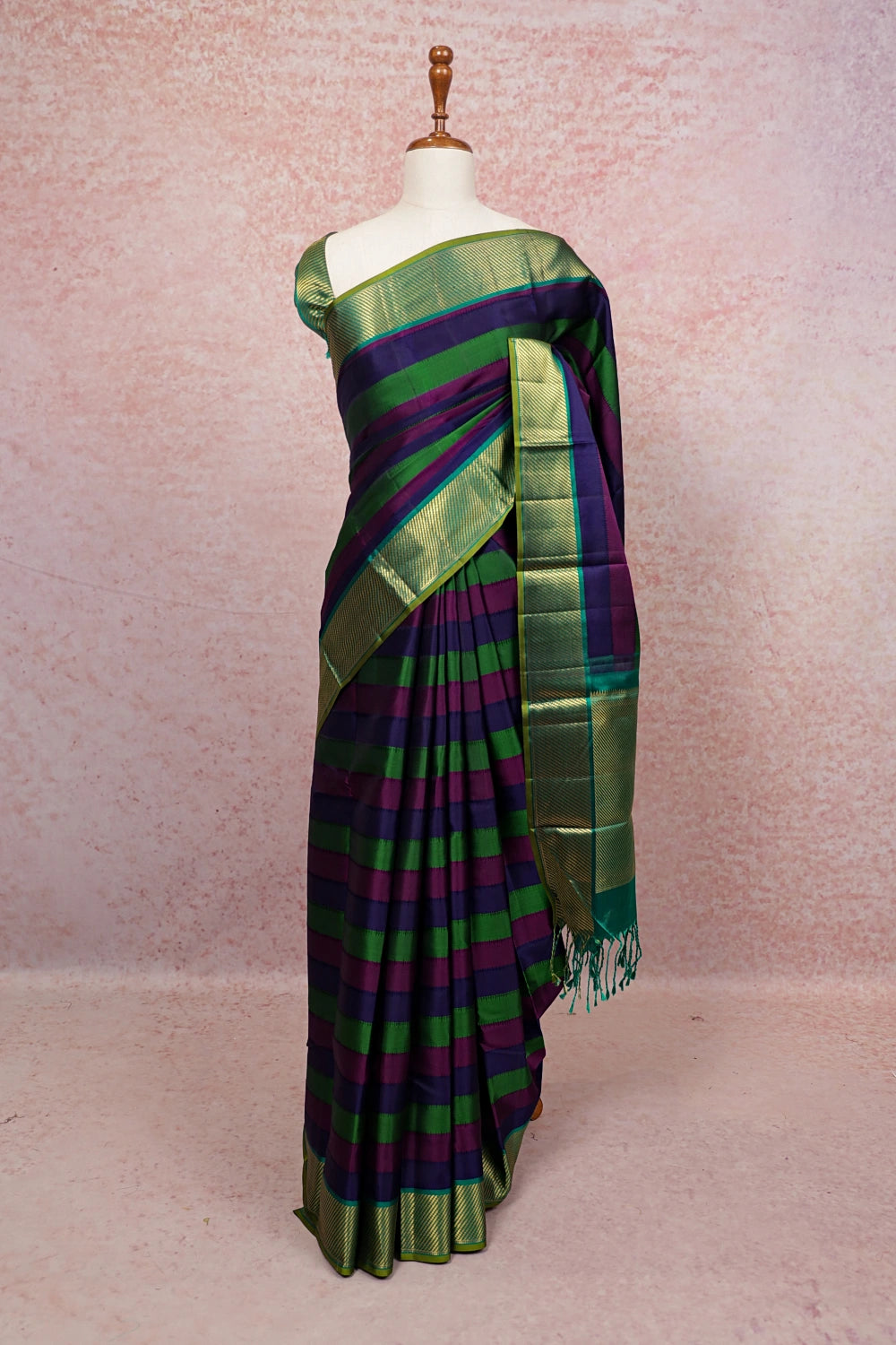 Multi Color Kancheepuram Silk Saree - Seematti