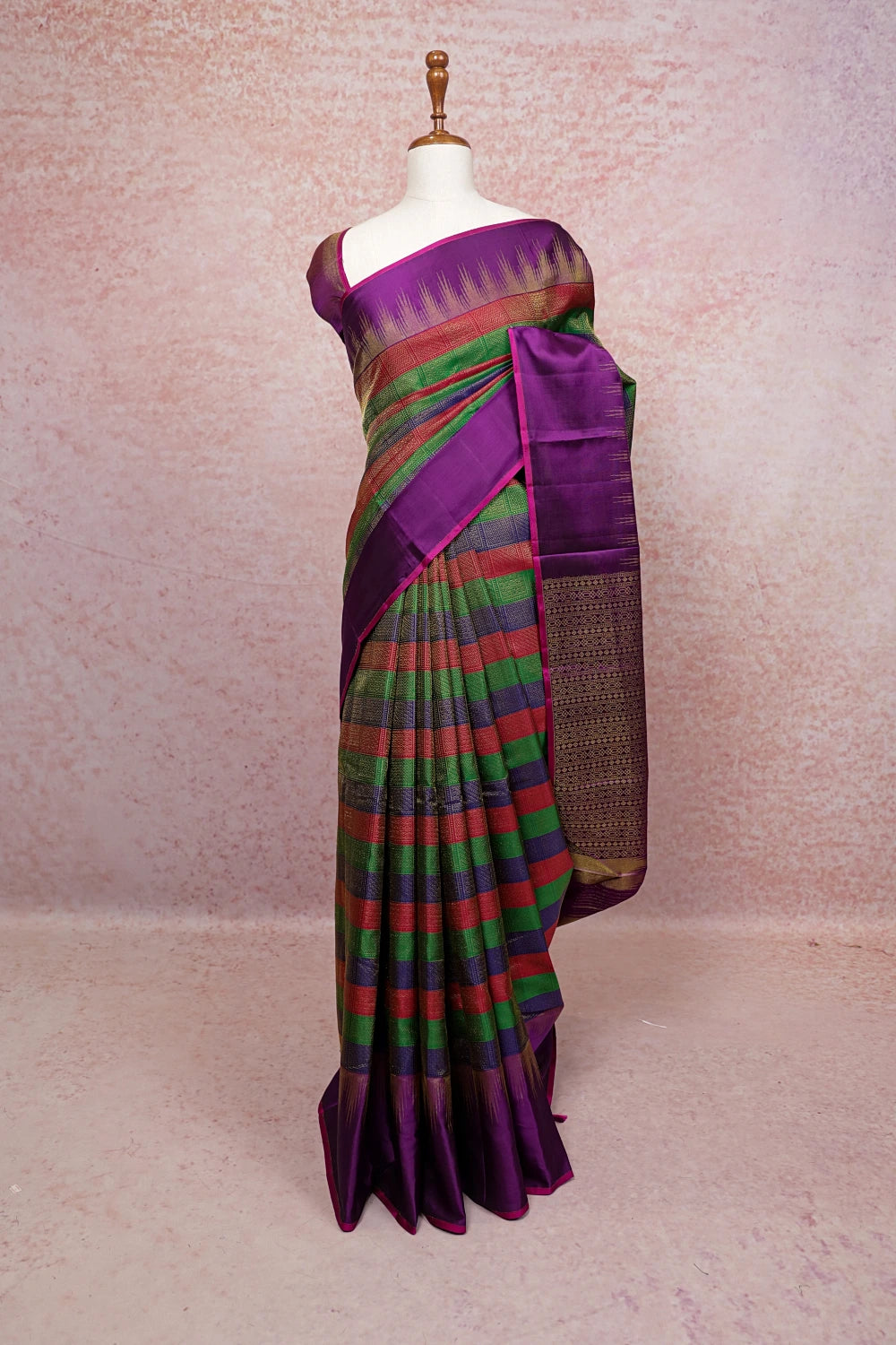 Multi Color Kancheepuram Silk Saree - Seematti