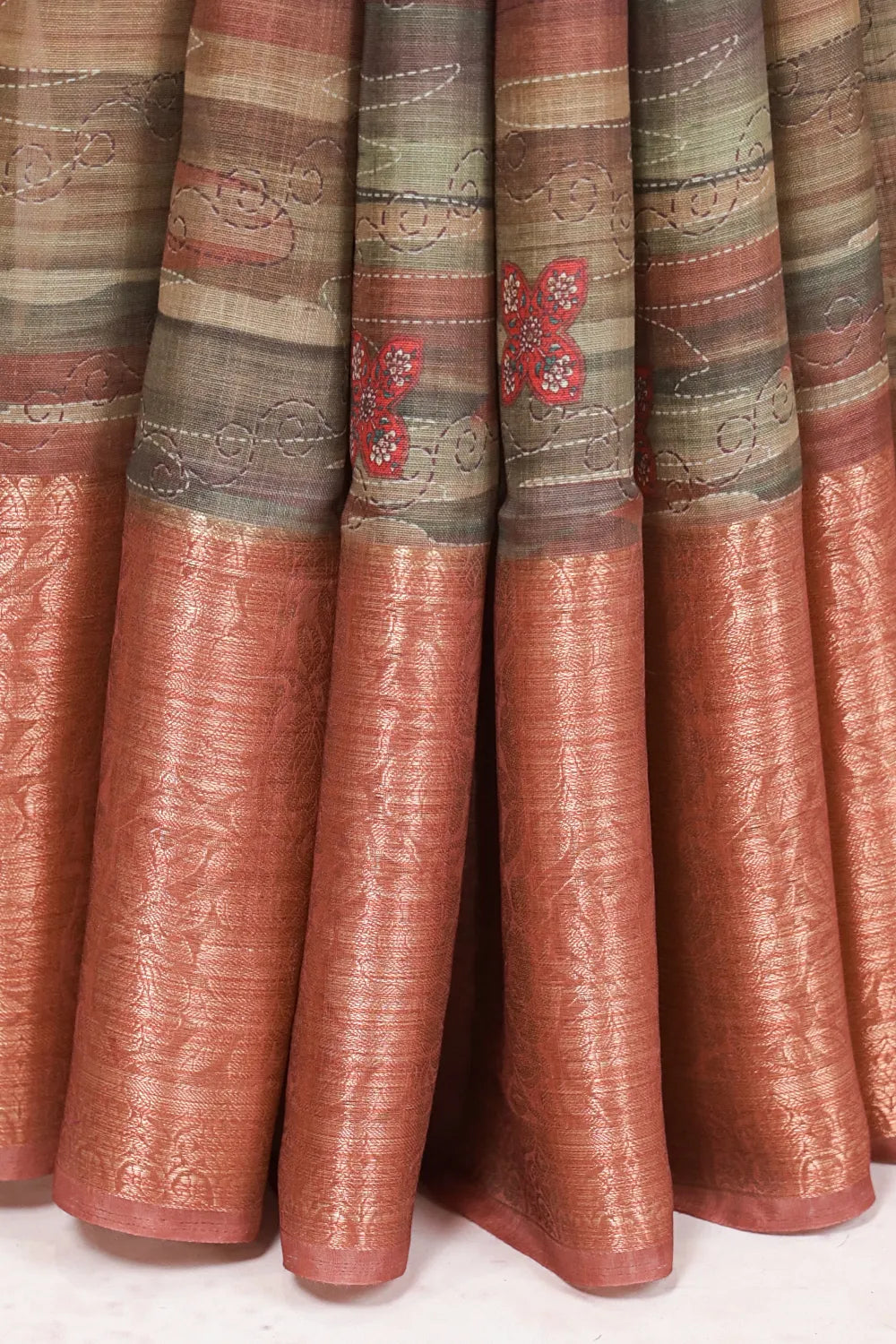 Multi Color Linen Cotton Saree - Seematti