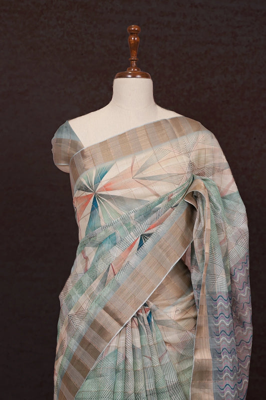 Multi Color Semi Linen Saree - Seematti