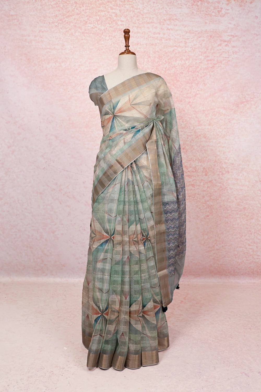 Multi Color Semi Linen Saree - Seematti