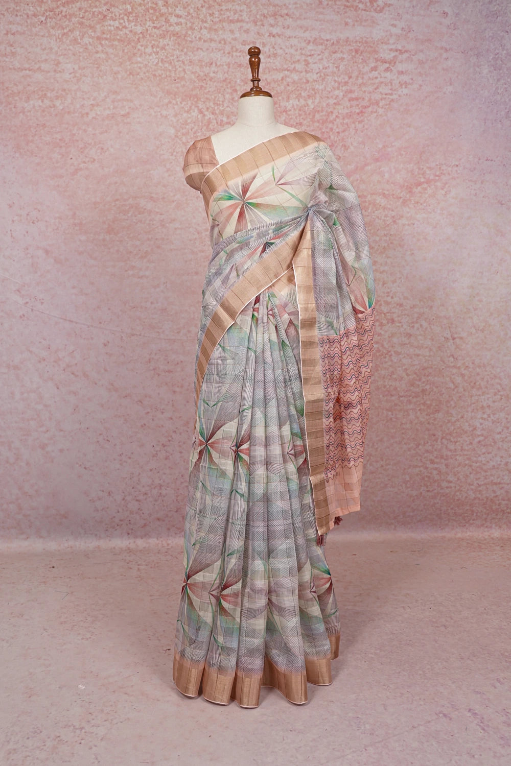 Multi Color Semi Linen Saree - Seematti