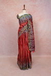 Multi Color Semi Tussar Tissue Lines With Printed Saree With Zari Border - Seematti